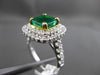 ESTATE LARGE 3.41CT DIAMOND AAA EMERALD 18K 2 TONE GOLD 3D HALO ENGAGEMENT RING
