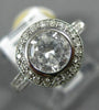 ESTATE 1.26CT DIAMOND 14K WHITE GOLD 3D CLASSIC ROUND HALO BEZAL ENGAGEMENT RING