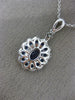 ESTATE 2.40CT DIAMOND & AAA OVAL SAPPHIRE 18K WHITE GOLD FLOWER FILIGREE PENDANT