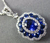 ESTATE 2.40CT DIAMOND & AAA OVAL SAPPHIRE 18K WHITE GOLD FLOWER FILIGREE PENDANT