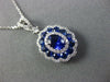 ESTATE 2.40CT DIAMOND & AAA OVAL SAPPHIRE 18K WHITE GOLD FLOWER FILIGREE PENDANT