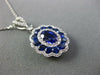 ESTATE 2.40CT DIAMOND & AAA OVAL SAPPHIRE 18K WHITE GOLD FLOWER FILIGREE PENDANT