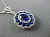 ESTATE 2.40CT DIAMOND & AAA OVAL SAPPHIRE 18K WHITE GOLD FLOWER FILIGREE PENDANT