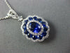 ESTATE 2.40CT DIAMOND & AAA OVAL SAPPHIRE 18K WHITE GOLD FLOWER FILIGREE PENDANT