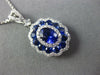 ESTATE 2.40CT DIAMOND & AAA OVAL SAPPHIRE 18K WHITE GOLD FLOWER FILIGREE PENDANT