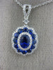 ESTATE 2.40CT DIAMOND & AAA OVAL SAPPHIRE 18K WHITE GOLD FLOWER FILIGREE PENDANT