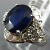 ESTATE LARGE 6.06CT DIAMOND & AAA SAPPHIRE 18KT WHITE GOLD OVAL ENGAGEMENT RING