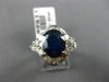 ESTATE LARGE 6.06CT DIAMOND & AAA SAPPHIRE 18KT WHITE GOLD OVAL ENGAGEMENT RING