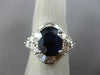 ESTATE LARGE 6.06CT DIAMOND & AAA SAPPHIRE 18KT WHITE GOLD OVAL ENGAGEMENT RING