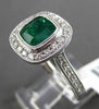 ESTATE LARGE 1.77CT DIAMOND & EMERALD 14K WHITE GOLD 3D MILGRAIN ENGAGEMENT RING