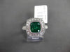 ESTATE LARGE 1.77CT DIAMOND & EMERALD 14K WHITE GOLD 3D MILGRAIN ENGAGEMENT RING