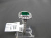 ESTATE LARGE 1.77CT DIAMOND & EMERALD 14K WHITE GOLD 3D MILGRAIN ENGAGEMENT RING