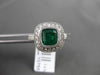 ESTATE LARGE 1.77CT DIAMOND & EMERALD 14K WHITE GOLD 3D MILGRAIN ENGAGEMENT RING