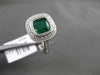ESTATE LARGE 1.77CT DIAMOND & EMERALD 14K WHITE GOLD 3D MILGRAIN ENGAGEMENT RING