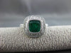 ESTATE LARGE 1.77CT DIAMOND & EMERALD 14K WHITE GOLD 3D MILGRAIN ENGAGEMENT RING