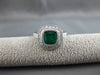 ESTATE LARGE 1.77CT DIAMOND & EMERALD 14K WHITE GOLD 3D MILGRAIN ENGAGEMENT RING