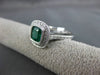 ESTATE LARGE 1.77CT DIAMOND & EMERALD 14K WHITE GOLD 3D MILGRAIN ENGAGEMENT RING