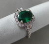 ESTATE 2.81CT DIAMOND & EMERALD 18KT WHITE GOLD MULTI SHAPE HALO ENGAGEMENT RING