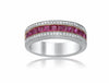 ESTATE 1.36CT DIAMOND & AAA RUBY 14K 2 TONE GOLD SEMI ETERNITY ANNIVERSARY RING