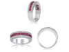 ESTATE 1.36CT DIAMOND & AAA RUBY 14K 2 TONE GOLD SEMI ETERNITY ANNIVERSARY RING