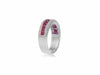 ESTATE 1.36CT DIAMOND & AAA RUBY 14K 2 TONE GOLD SEMI ETERNITY ANNIVERSARY RING