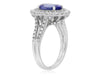 ESTATE LARGE 3.67CT DIAMOND & AAA TANZANITE 14KT WHITE GOLD HALO ENGAGEMENT RING