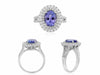 ESTATE LARGE 3.67CT DIAMOND & AAA TANZANITE 14KT WHITE GOLD HALO ENGAGEMENT RING