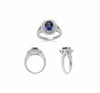 GIA CERTIFIED 3.49CT DIAMOND & AAA SAPPHIRE 18KT WHITE GOLD HALO ENGAGEMENT RING