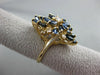 ESTATE LARGE 2.65CT DIAMOND & AAA SAPPHIRE 14K WHITE GOLD 3D FLOWER CLUSTER RING