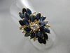 ESTATE LARGE 2.65CT DIAMOND & AAA SAPPHIRE 14K WHITE GOLD 3D FLOWER CLUSTER RING