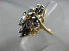 ESTATE LARGE 2.65CT DIAMOND & AAA SAPPHIRE 14K WHITE GOLD 3D FLOWER CLUSTER RING