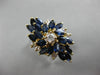 ESTATE LARGE 2.65CT DIAMOND & AAA SAPPHIRE 14K WHITE GOLD 3D FLOWER CLUSTER RING