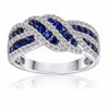 ESTATE 1.55CT DIAMOND & AAA SAPPHIRE 14KT WHITE GOLD LOVE KNOT ANNIVERSARY RING