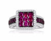 LARGE 2.27CT ROUND DIAMOND & AAA RUBY 14KT 2 TONE GOLD 3D FILIGREE PROMISE RING