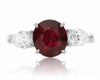 GIA CERTIFIED 4.16CT DIAMOND & AAA RUBY PLATINUM 3D THREE STONE ENGAGEMENT RING