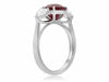 GIA CERTIFIED 4.16CT DIAMOND & AAA RUBY PLATINUM 3D THREE STONE ENGAGEMENT RING