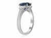 GIA CERTIFIED 3.04CT DIAMOND & AAA SAPPHIRE PLATINUM 3D 3 STONE ENGAGEMENT RING