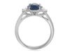 GIA CERTIFIED 3.04CT DIAMOND & AAA SAPPHIRE PLATINUM 3D 3 STONE ENGAGEMENT RING
