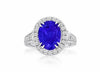 ESTATE LARGE 5.65CT DIAMOND & AAA TANZANITE 14KT WHITE GOLD OVAL ENGAGEMENT RING