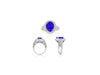 ESTATE LARGE 5.65CT DIAMOND & AAA TANZANITE 14KT WHITE GOLD OVAL ENGAGEMENT RING
