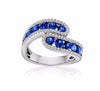 ESTATE WIDE 1.80CT DIAMOND & AAA SAPPHIRE 14K WHITE GOLD ETOILE CRISS CROSS RING