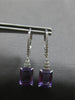 ESTATE 3.17CT DIAMOND & AAA AMETHYST 14KT WHITE GOLD LEVERBACK HANGING EARRINGS