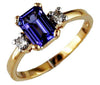 Estate 1.30Ct Diamond & AAA Tanzanite 14Kt Yellow Gold Square & Round Friendship Ring