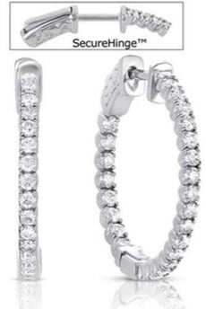 .75CT DIAMOND 14KT WHITE GOLD 3D CLASSIC ROUND INSIDE OUT HOOP HANGING EARRINGS