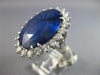 CERTIFIED LARGE 22.6CT DIAMOND & AAA CEYLON SAPPHIRE PLATINUM 3D ENGAGEMENT RING