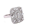 LARGE .94CT DIAMOND 18KT WHITE GOLD MULTI SHAPE INVISIBLE FLOWER SQUARE FUN RING