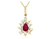 .80CT DIAMOND & AAA RUBY 14KT YELLOW GOLD 3D PEAR SHAPE & ROUND FLOATING PENDANT