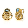 LARGE .68CT DIAMOND & AAA AQUAMARINE 18KT YELLOW GOLD 3D OVAL & ROUND EARRINGS