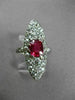 ANTIQUE MASSIVE 2.85CT OLD MINE DIAMOND & AAA RUBY PLATINUM COCKTAIL RING #23774