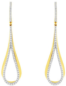 ESTATE .68CT DIAMOND 14KT YELLOW GOLD ELONGATED TEAR DROP FUN HANGING EARRINGS